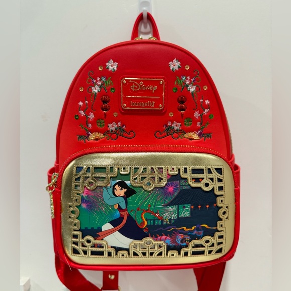 RARE Loungefly Mulan Backpack Disney Embroidered NWT - Picture 2 of 10